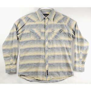 Rodeo Carte Shirt Mens Large Yellow Blue Western Pearl Snap Heathered